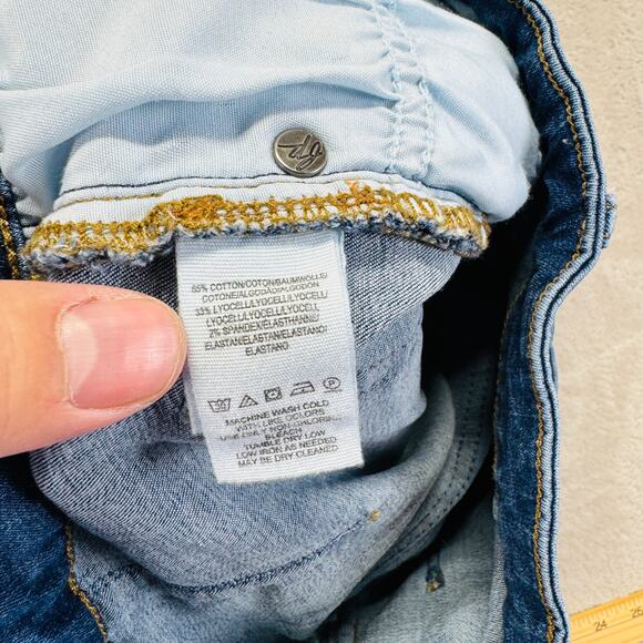 Free People Jeans Women 29R Med Wash Blue Denim Pintuck Step Hem Mid Rise Skinny - Picture 4 of 13